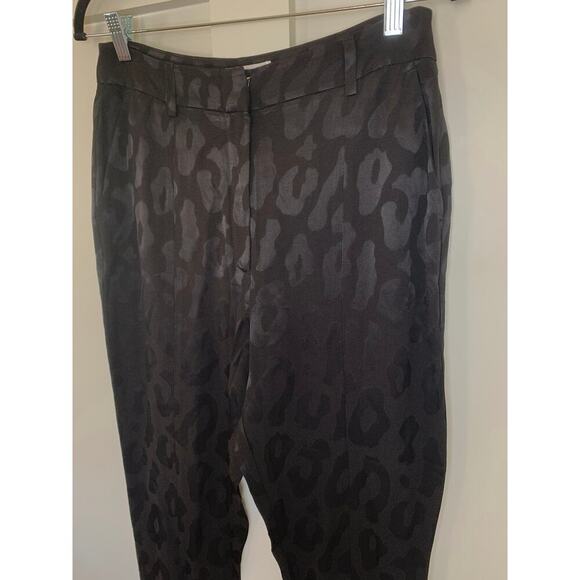 Anine Bing Leopard Pants Animal Print Black Size 36 Straight Leg Pockets Gothic - Picture 3 of 5
